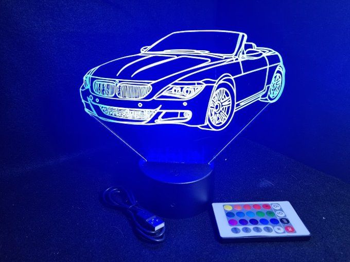 Grav'stylé: Lampe led 3D BMW cabriolé, voiture, chevet, cadeau, déco