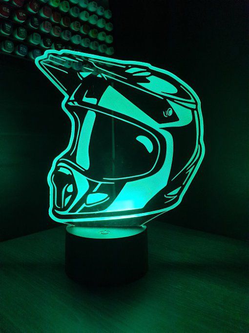 Grav'stylé: Lampe led 3D Casque motocross, veilleuse, déco, illusion