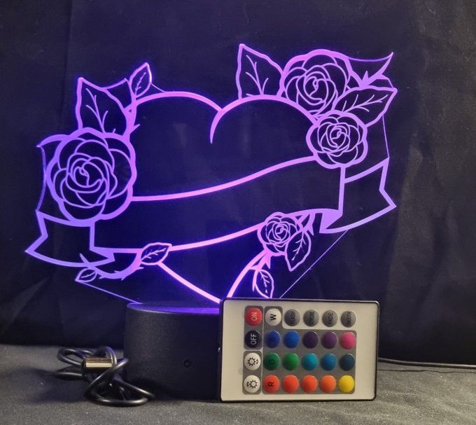 lampe-led-3d-coeur-rose-ruban