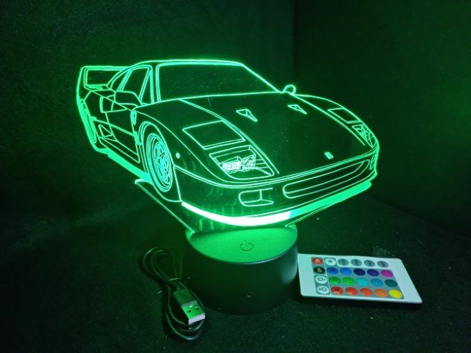 Lampe Led 3D Personnalisée Voiture Ferrari - Lampe Veilleuse 3D