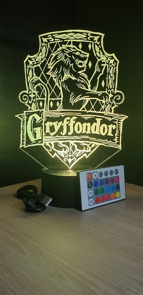Lampe led 3D Gryffondor, Harry potter, film, veilleuse, chevet