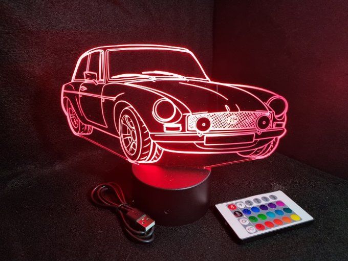 Grav'stylé: Lampe led 3D MG B, voiture, veilleuse, chevet, cadeau