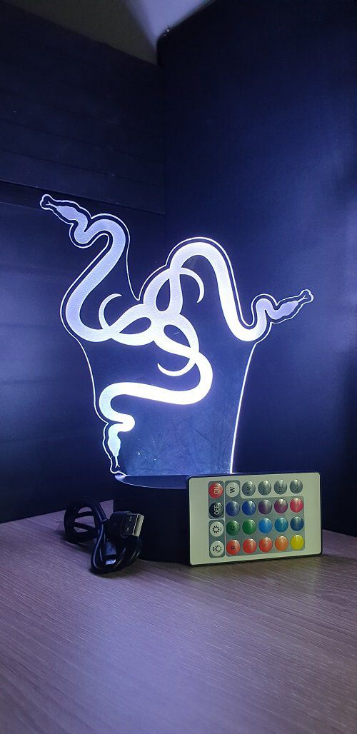 Grav'stylé: Lampe led 3D Logo Razor, Pc, marque, ordinateur, neon