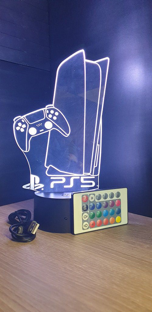 Lampe led 3D Playstation, veilleuse, idée cadeau, jeux video, geek