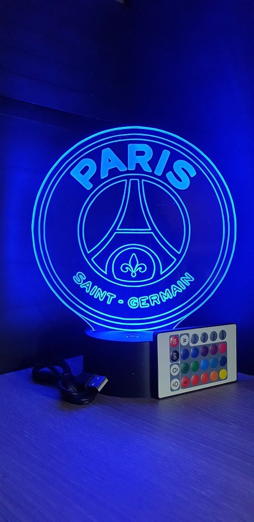 Grav'stylé: Lampe led 3D PSG, sport, football, ligue 1 chevet, cadeau,  illusion