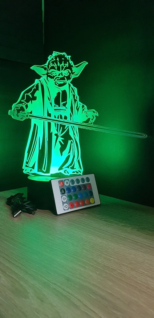 Grav'stylé: Lampe led 3d Yoda, Star Wars, film, veilleuse, illusion