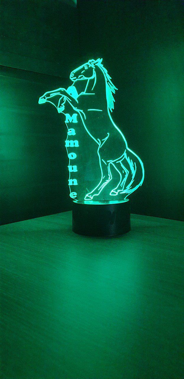 Lampe Cheval LED 3D crinière sauvage