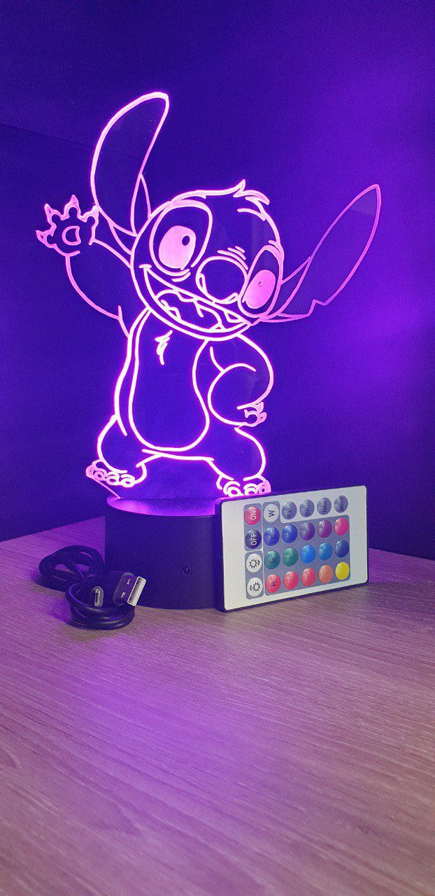 Stitch Lampe 3D Manga Veilleuse à LED Stitch lampe de chevet Veilleuse